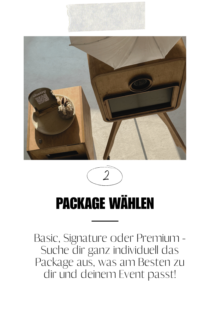 Schritt 2: Package wählen – Basic, Signature oder Premium: Du suchst dir deinen Shot aus.